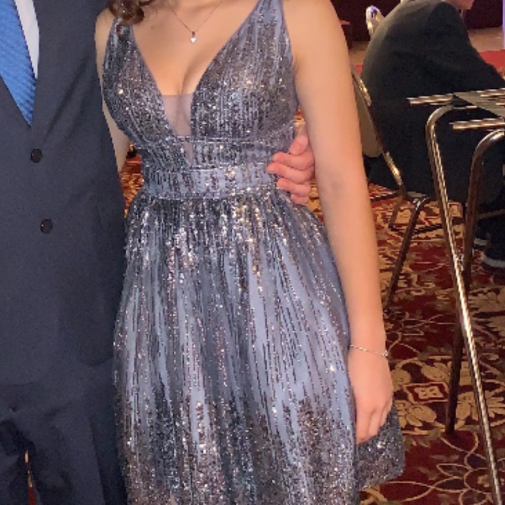Gray sparkly Jovani dress